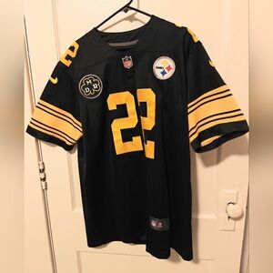Nike Steelers Jersey #22 Harris DMR Dan Rooney Patch On Field Jersey Size Large